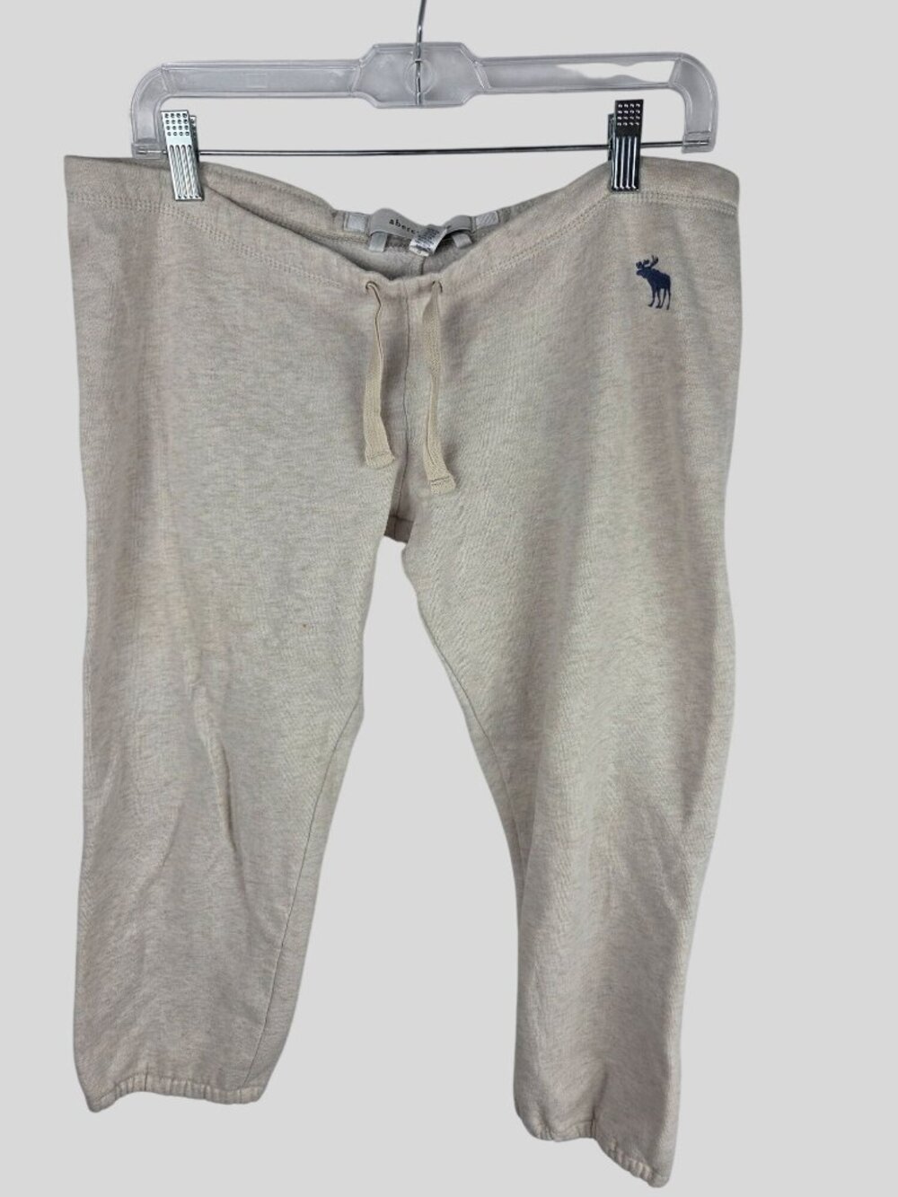 VTG Y2K 2003 Abercrombie & Fitch Cropped Sweatpants XL Grey Script Logo Butt - Picture 3 of 11